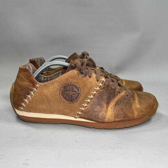 Dr. Martens Shoes Womens Size 10 Brown Patchwork Stitch Leather Lace Up Sneakers - Picture 1 of 13
